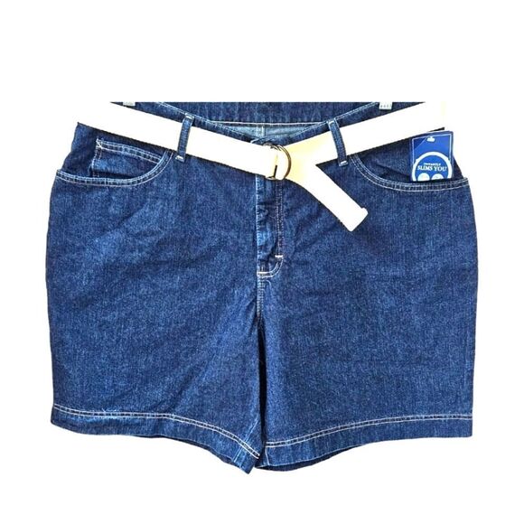 RYDERS BY LEE Plus Size Dark Blue Belted Jeans Shorts SIZE 18W - Picture 2 of 14